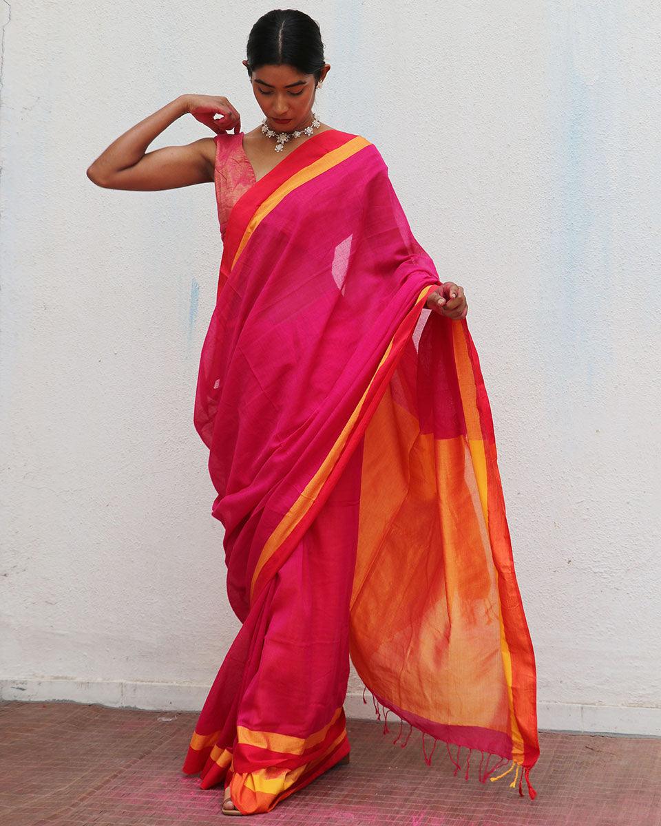 Gulali Handwoven Cotton Saree