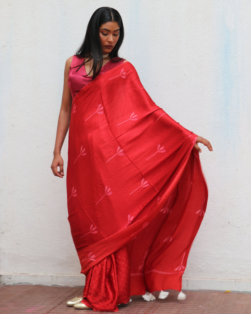 Mashooqa Blockprinted Modal Silk Saree