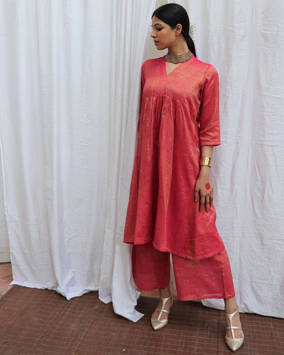 Shyama Handwoven Cotton Zari Kurta Set - Zari