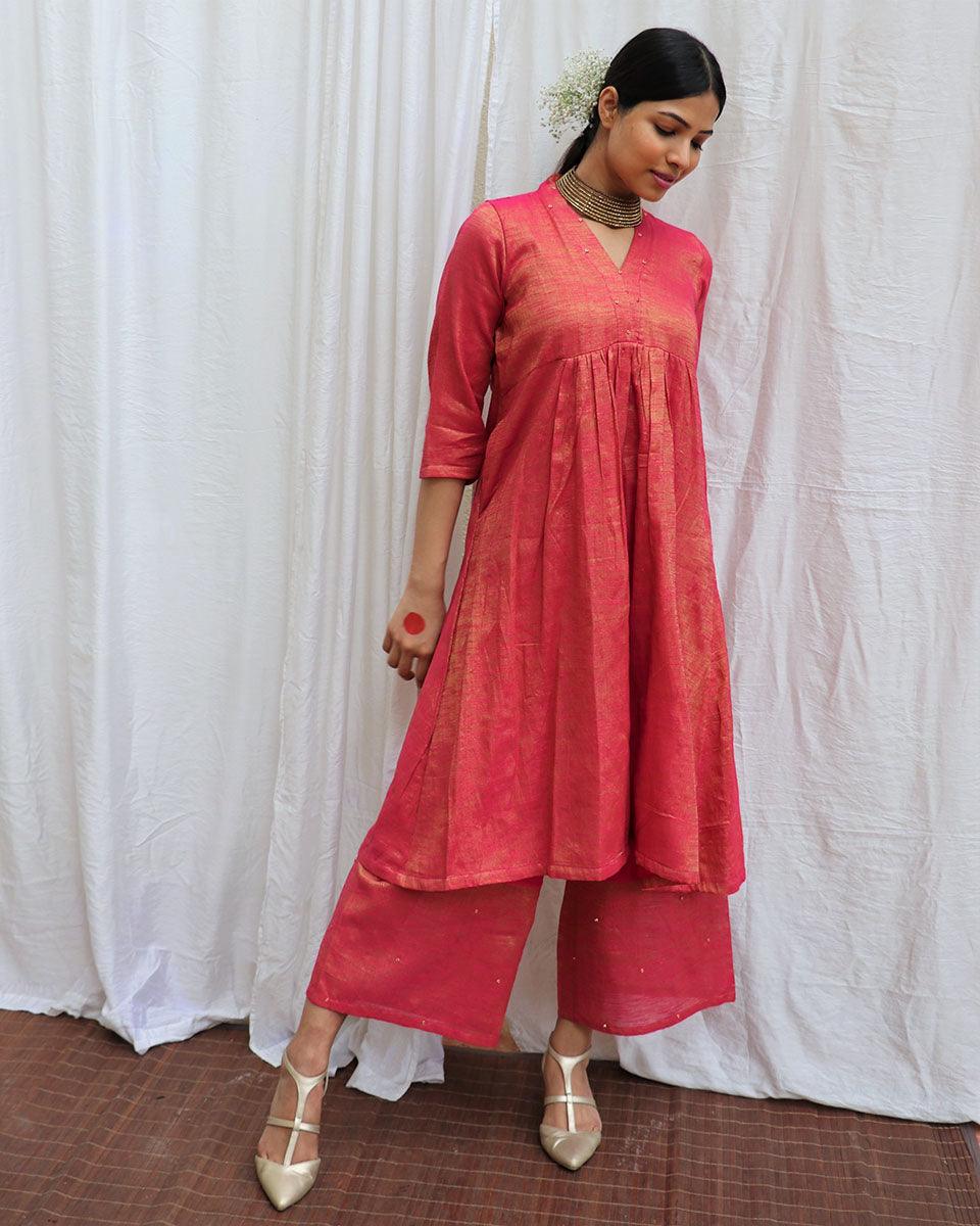 Shyama Handwoven Cotton Zari Kurta Set - Zari