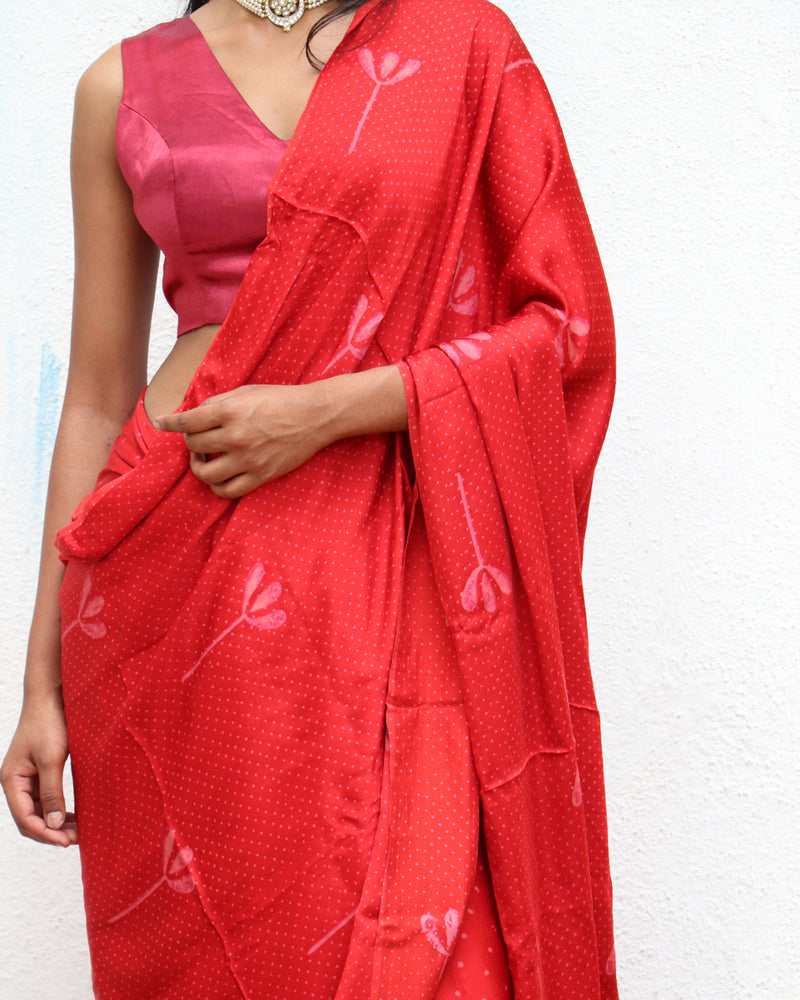 Mashooqa Blockprinted Modal Silk Saree