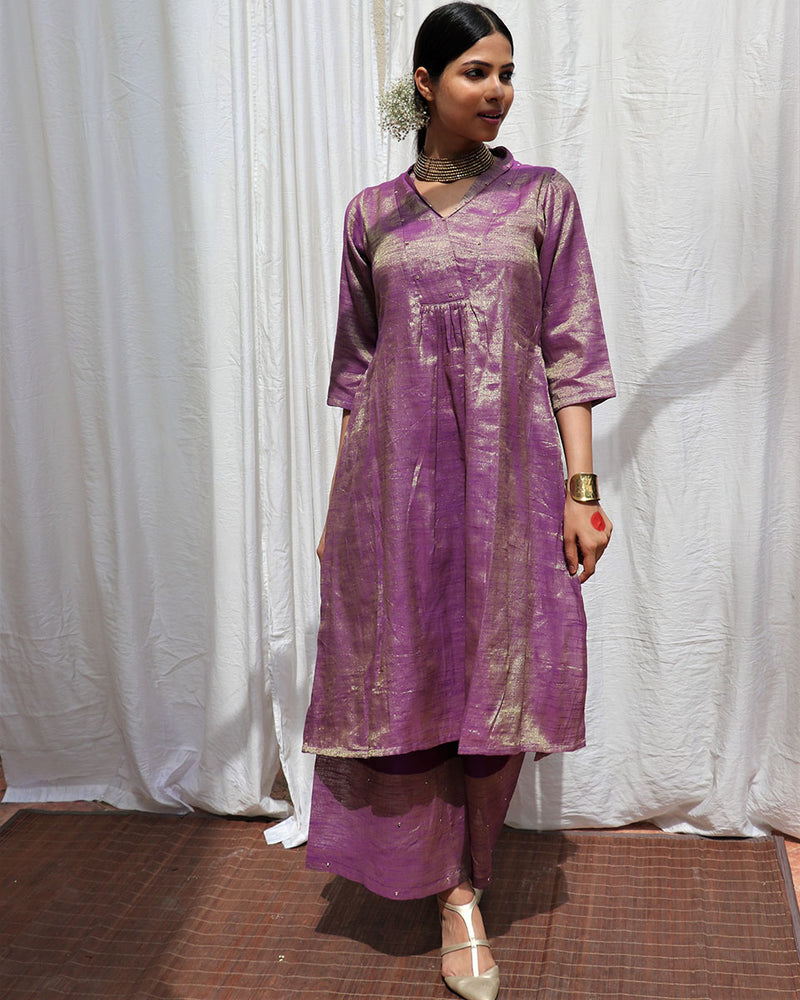 Shop Purple Handwoven Cotton Zari Kurta Set | New Launch – Chidiyaa