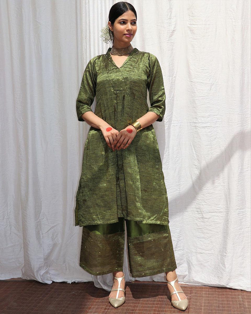 Stripe Zari Kurta With Salwar