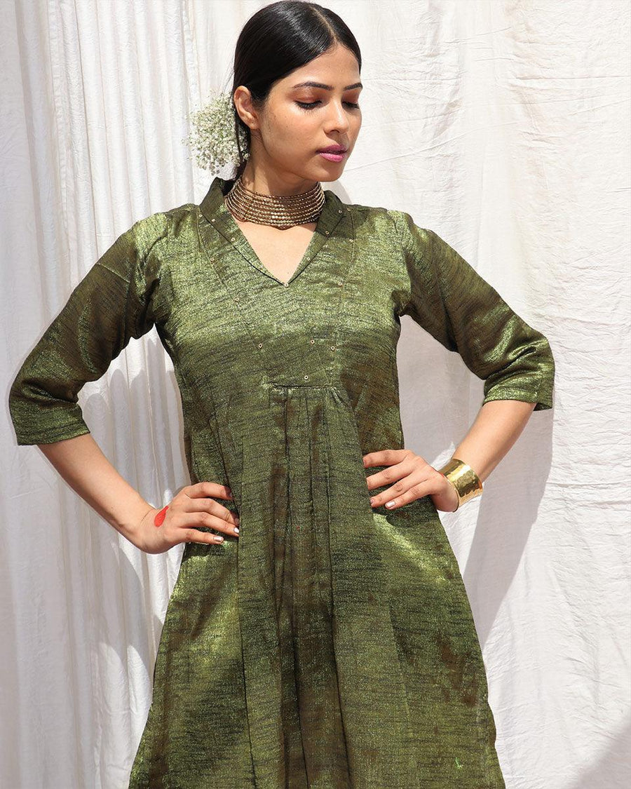 Black Classic Gold Zari Yarn-Dyed kurta