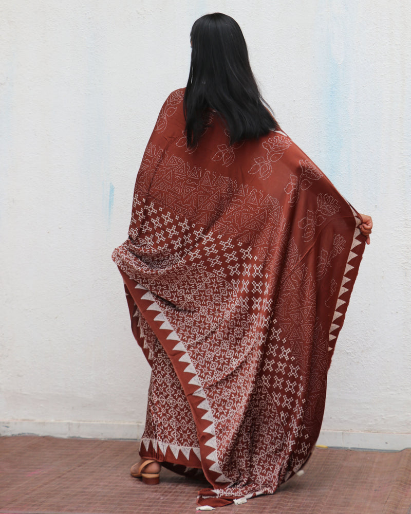 Mi Alma Blockprinted Modal Silk Saree