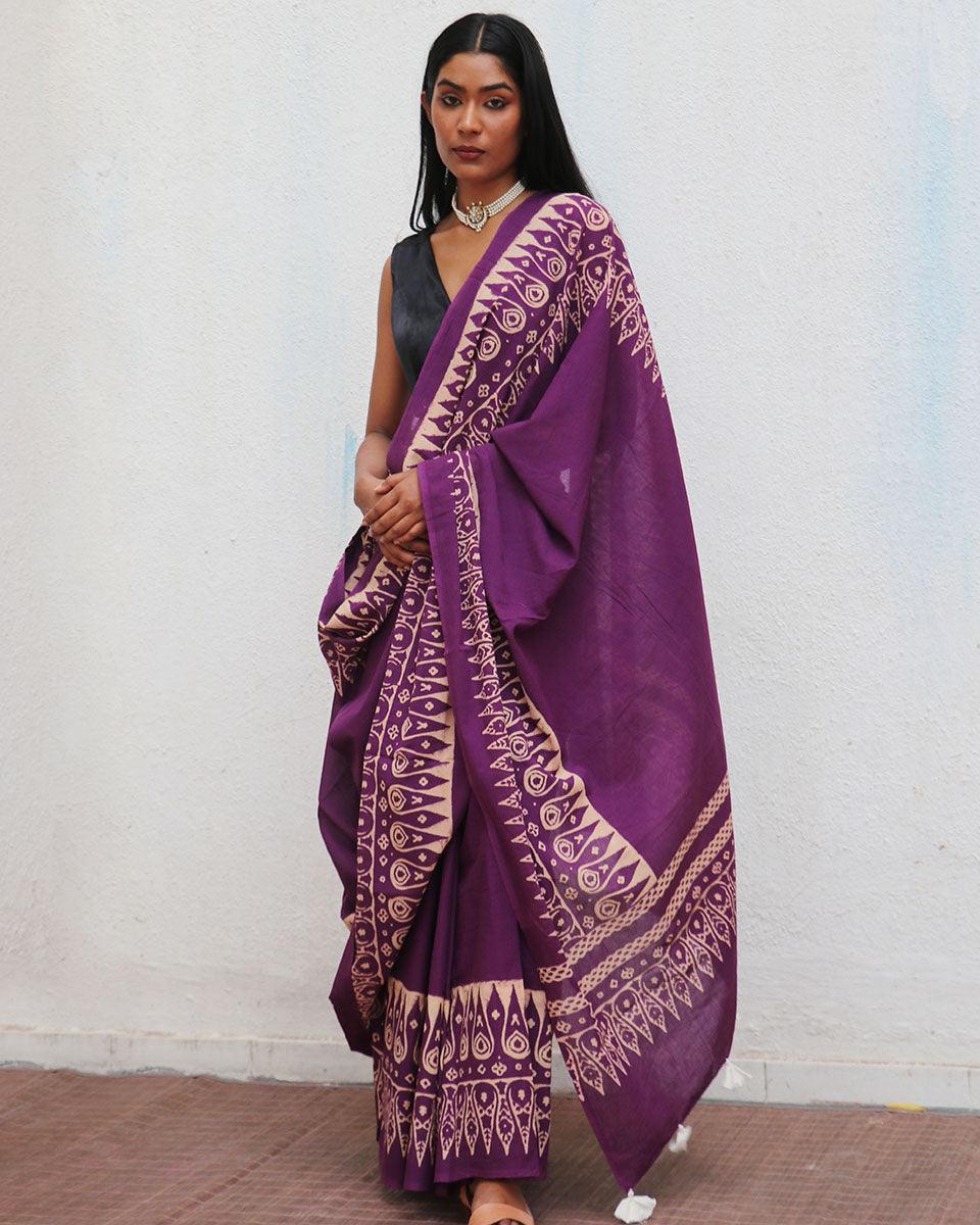 Eloise Hand Blockprinted Cotton Saree - Fmtm