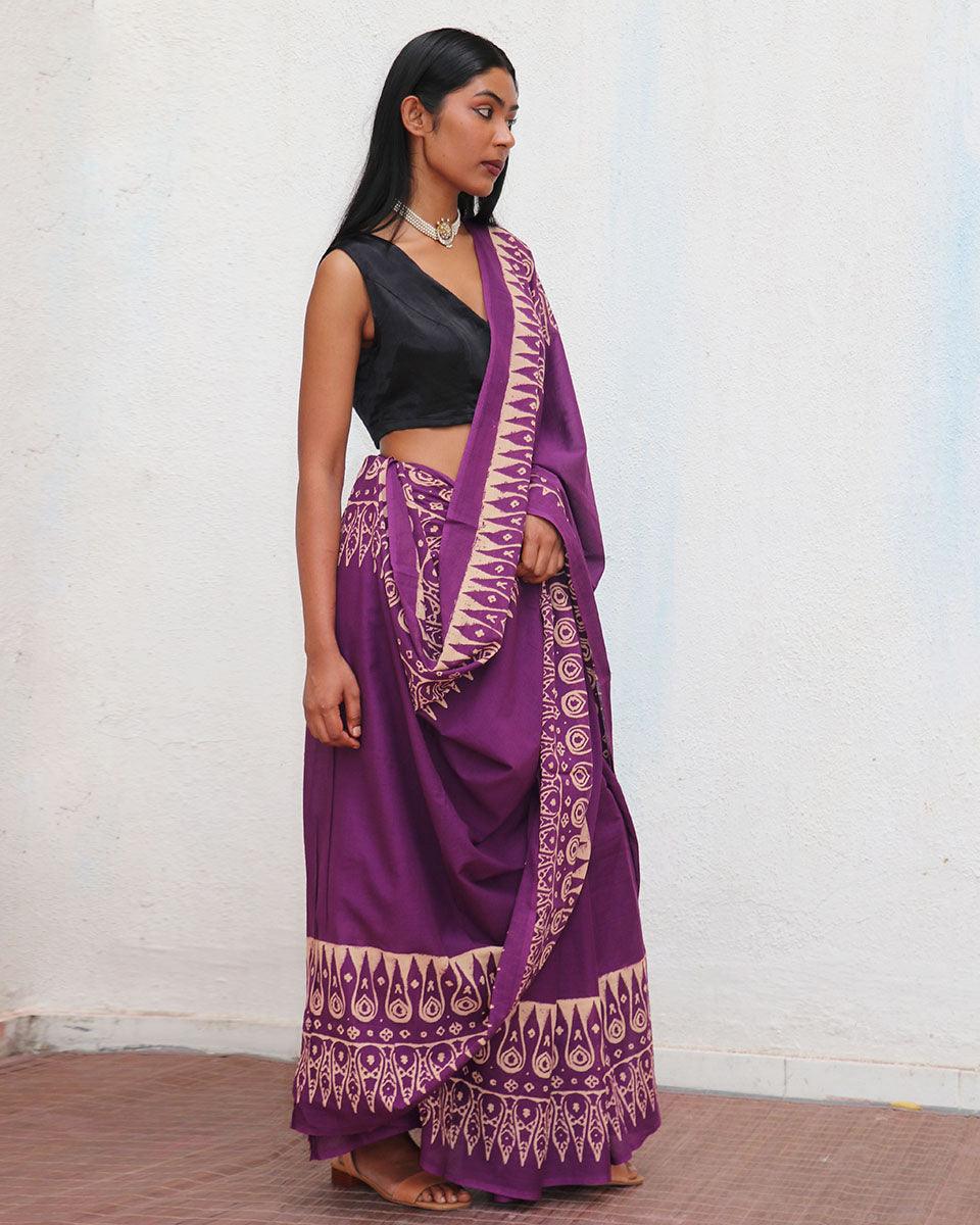 Eloise Hand Blockprinted Cotton Saree - Fmtm