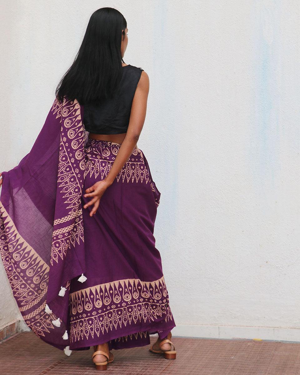 Eloise Hand Blockprinted Cotton Saree - Fmtm