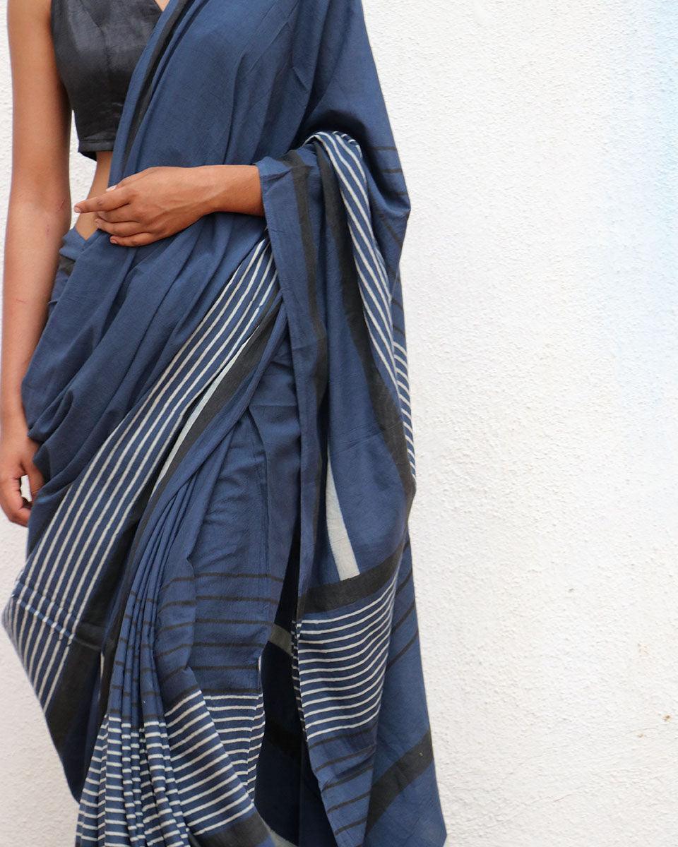 Saadiyah Blockprinted Cotton Saree - NOMAD