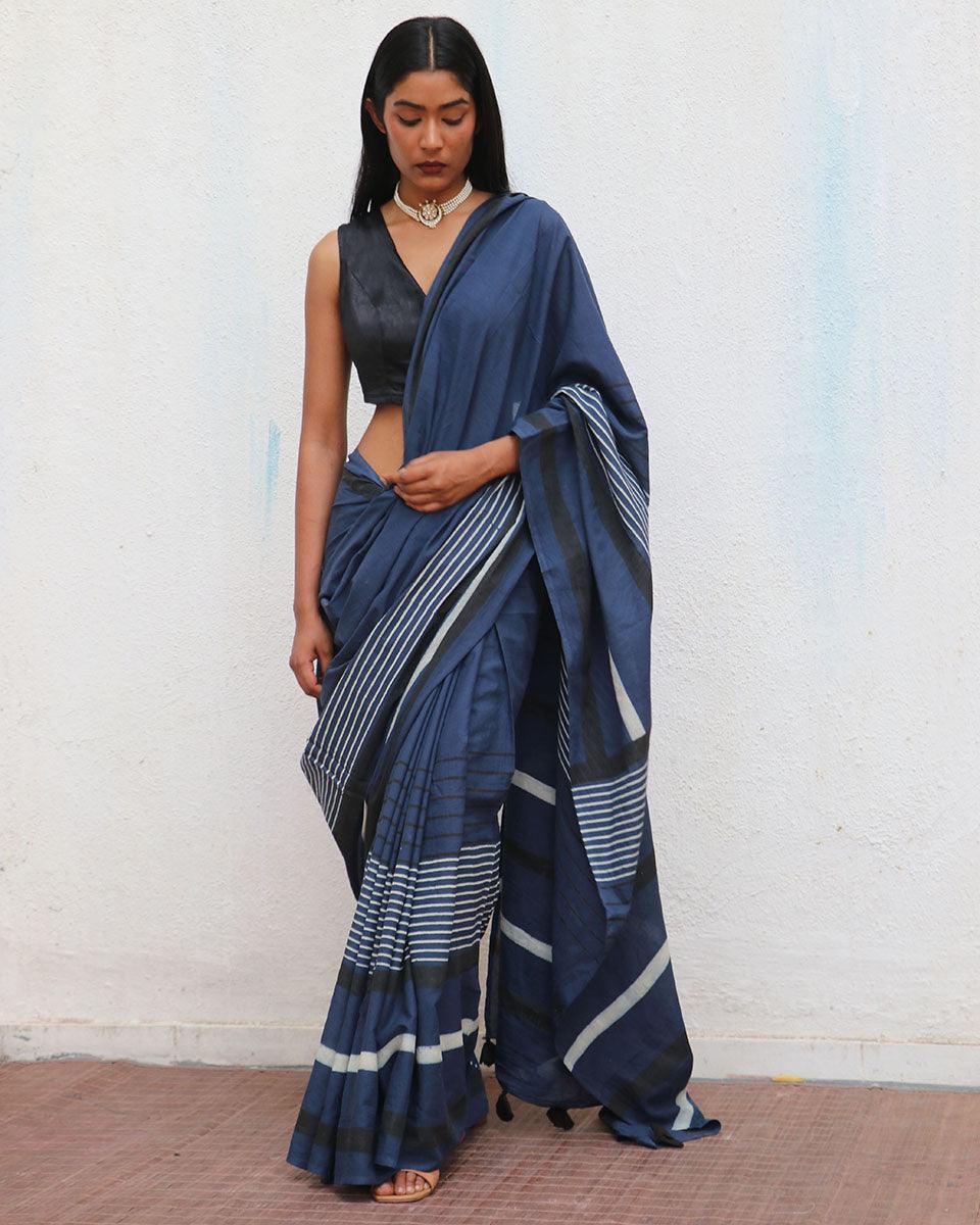 Saadiyah Blockprinted Cotton Saree - NOMAD