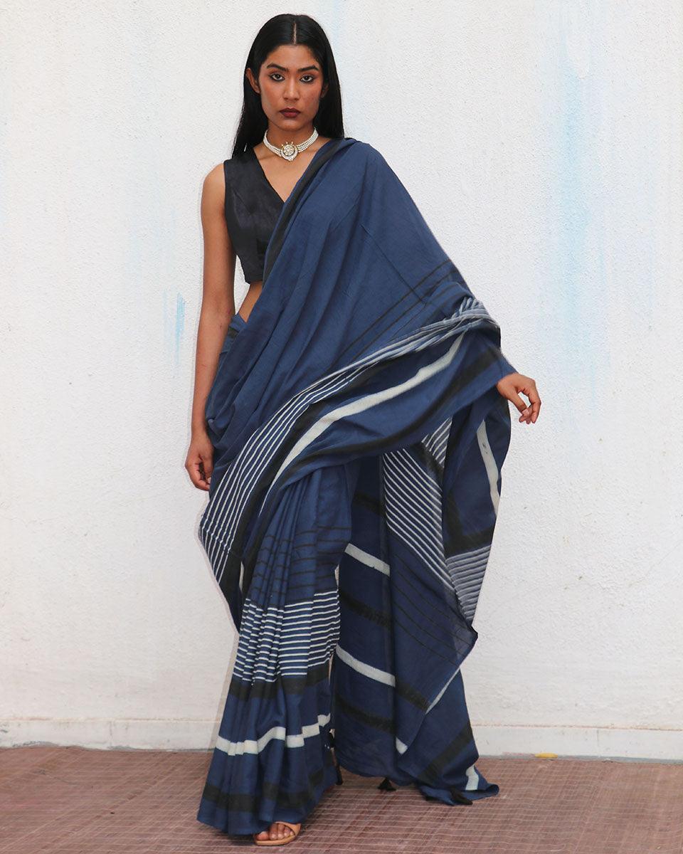 Saadiyah Blockprinted Cotton Saree - NOMAD