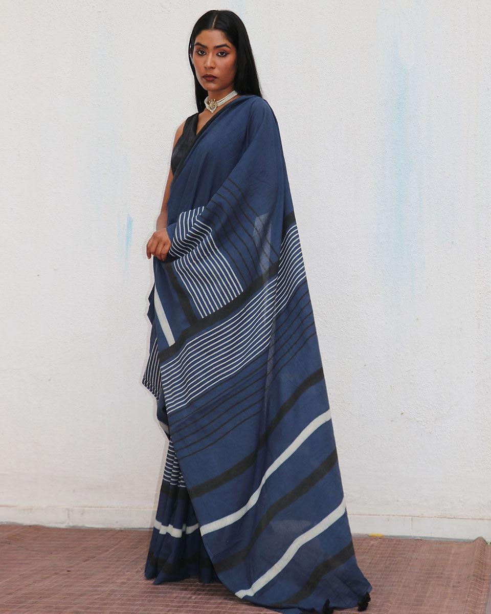 Saadiyah Blockprinted Cotton Saree - NOMAD