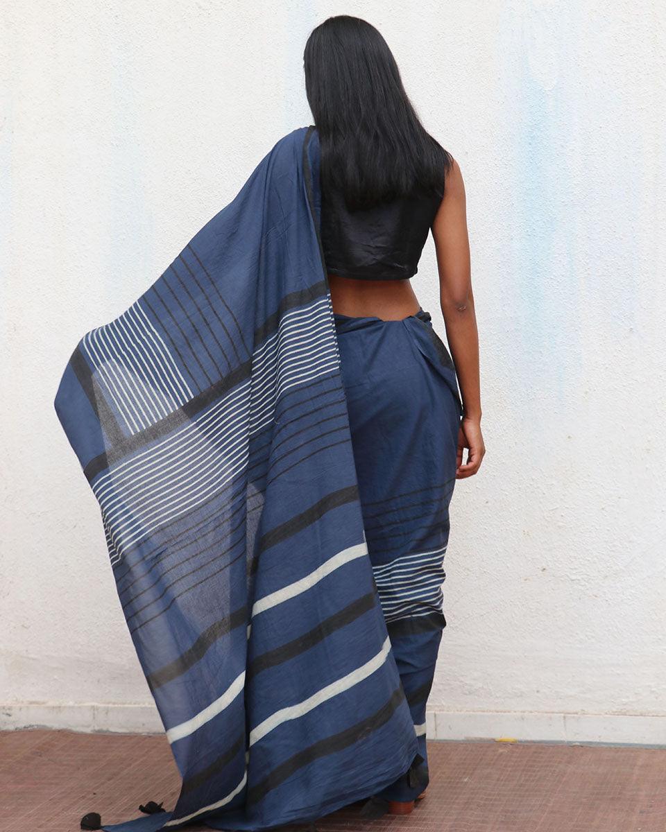 Saadiyah Blockprinted Cotton Saree - NOMAD