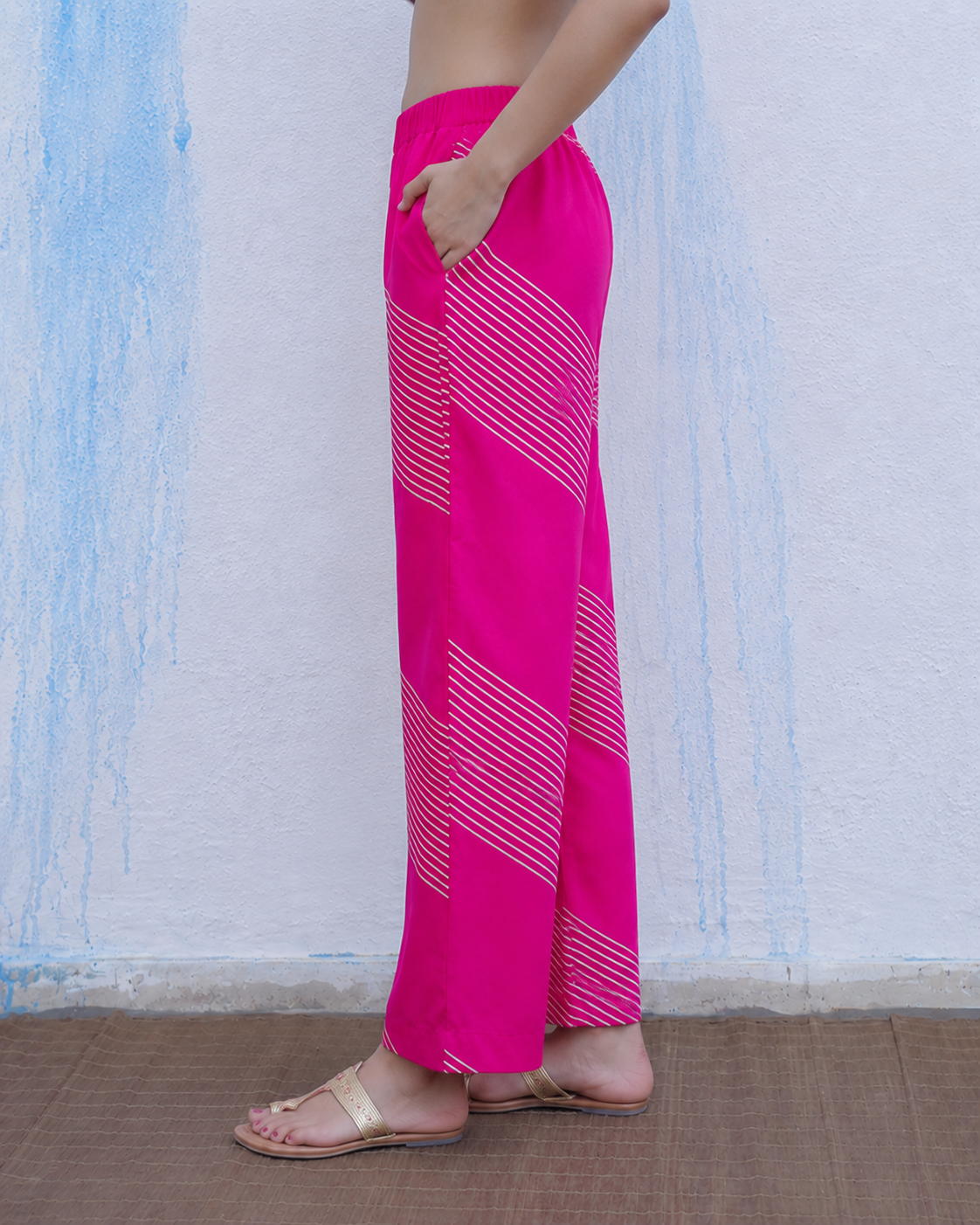 Shraddha Pink Handblock Print Cotton Pant - BFG