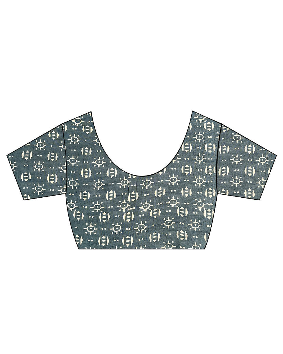 Stone Hush Grey Block Printed Saree - BMS