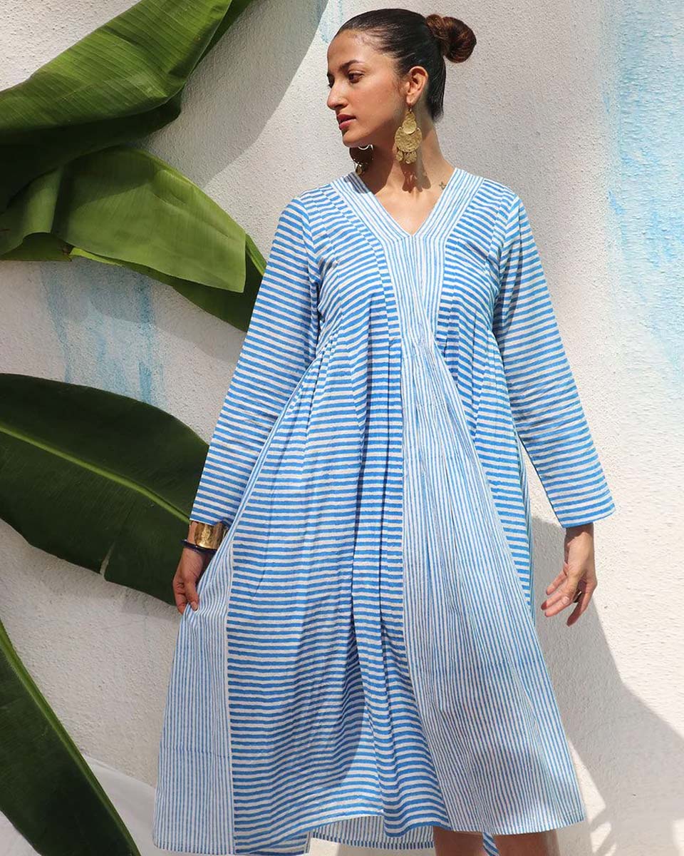 Amaris Handprinted Cotton Dress - WITC