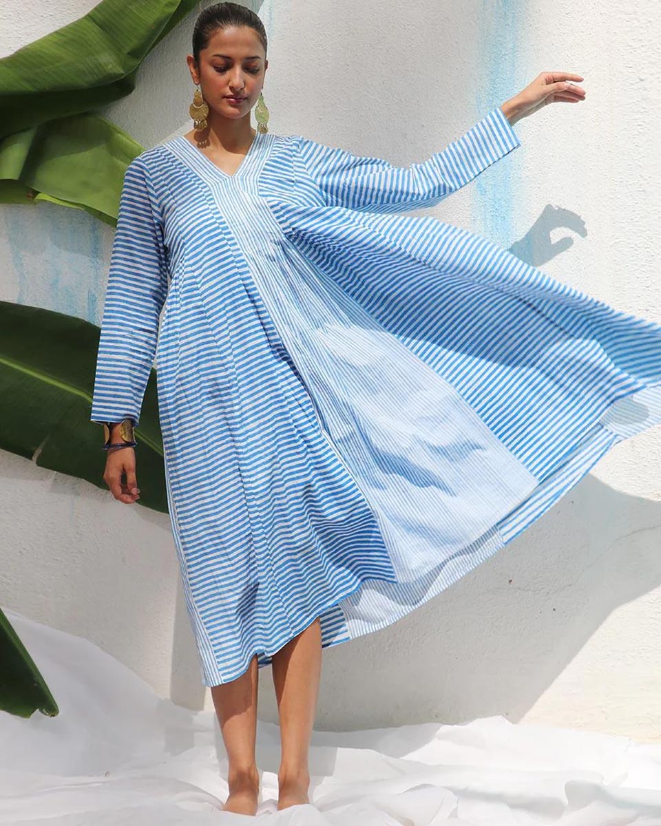 Amaris Handprinted Cotton Dress - WITC