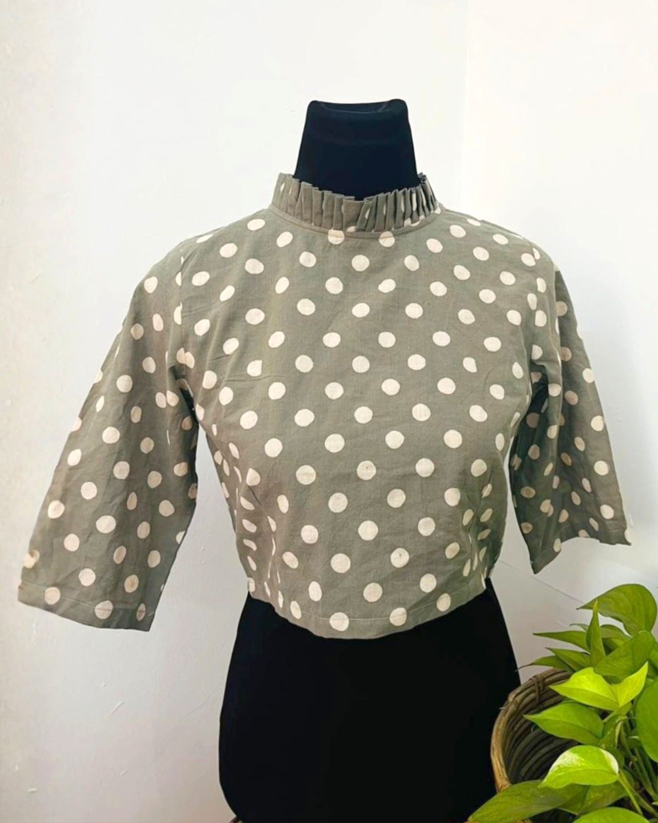 RangSaaz Sap GreenTint Handblock Print Cotton Blouse - Noor