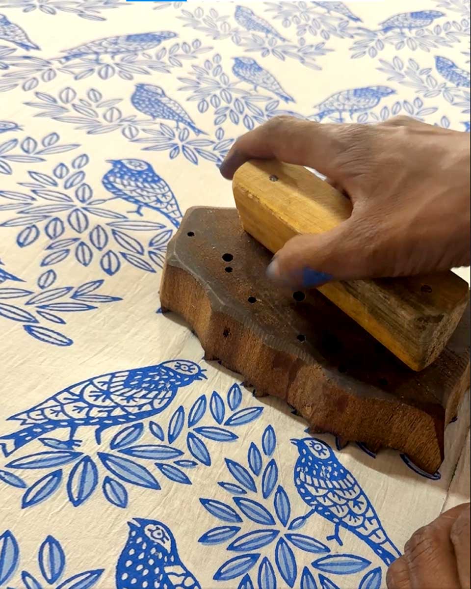 Neelki Blue Hand Block Printed Top-BAD