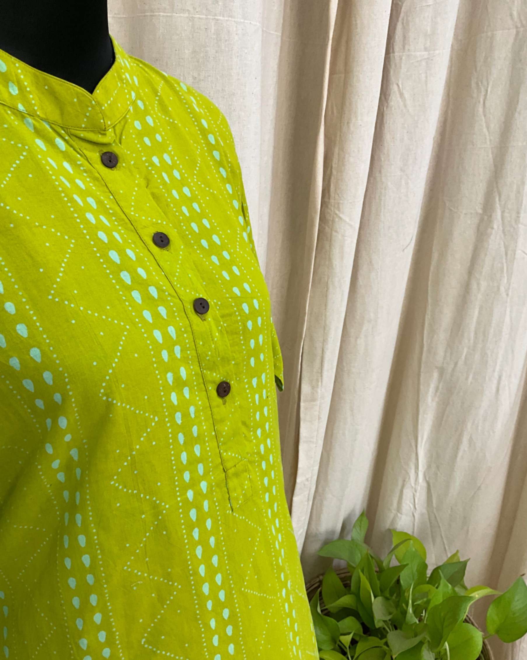 Green Handblock printed kurta - Love Despite