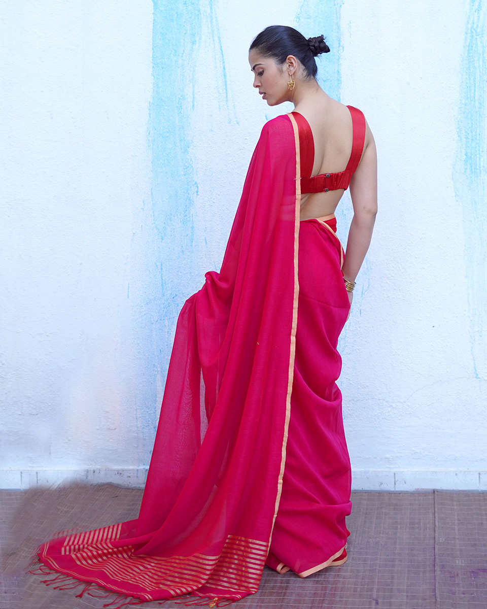 Aphrodite Pink Handwoven Cotton Saree - NTC