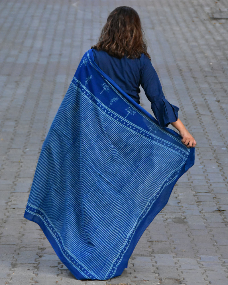 Blue cotton saree