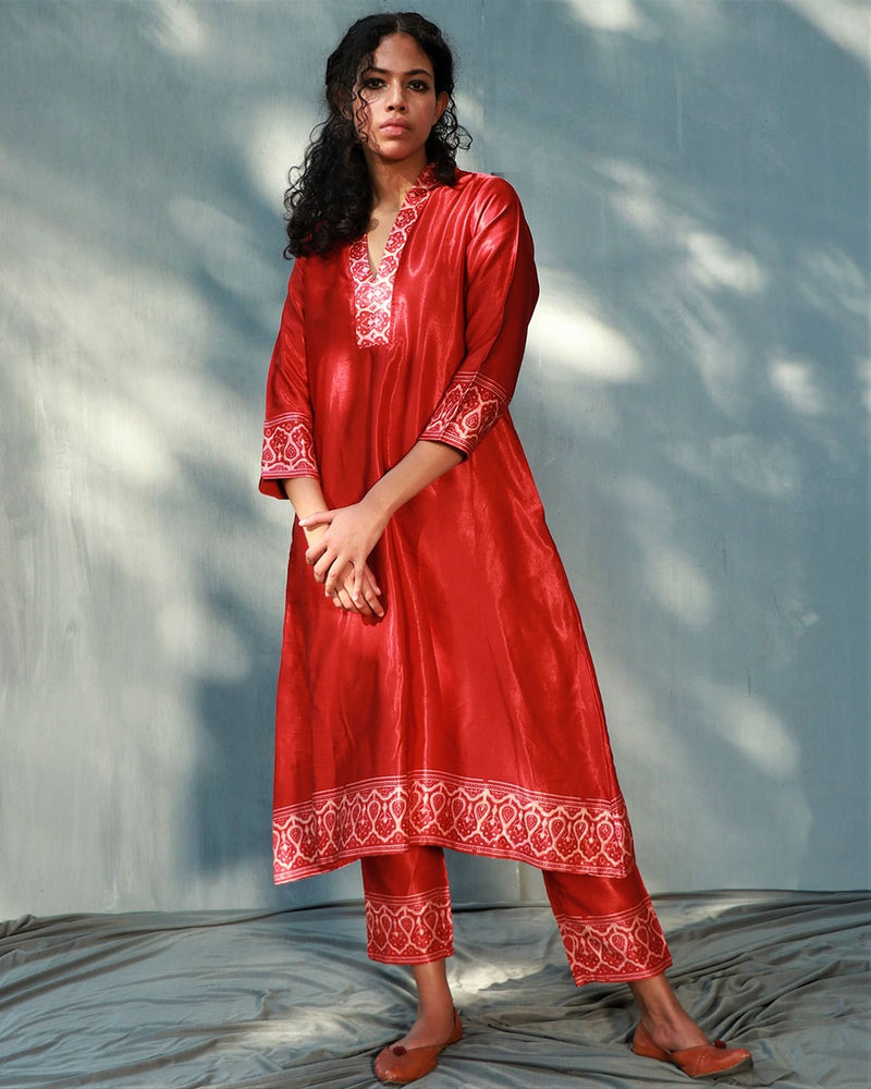 Gurparveen Mashru Silk Kurta (Set Of 2) - Saahiba