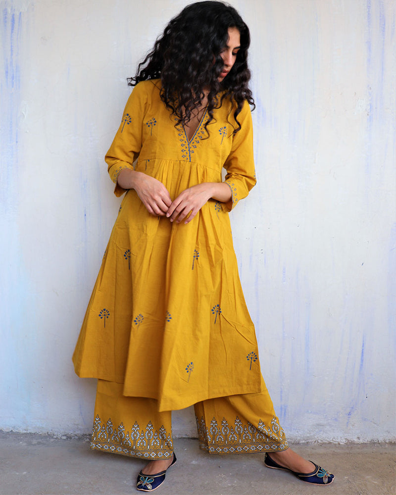 Women's Rayon Solid Plain Asymmetric A-Line Designer Kurti (Mustard Yellow)  – Fabclub
