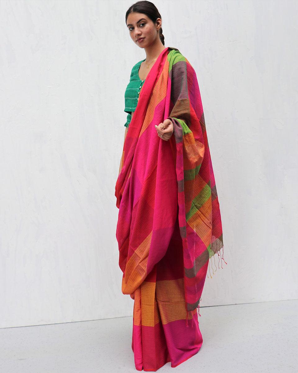 Kavin Handwoven Cotton Saree-Madras