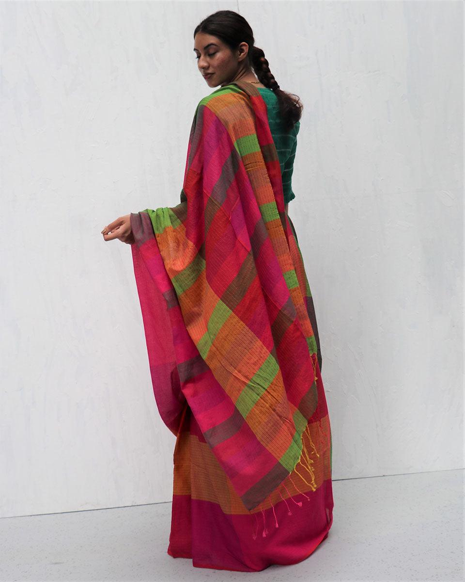 Kavin Handwoven Cotton Saree-Madras