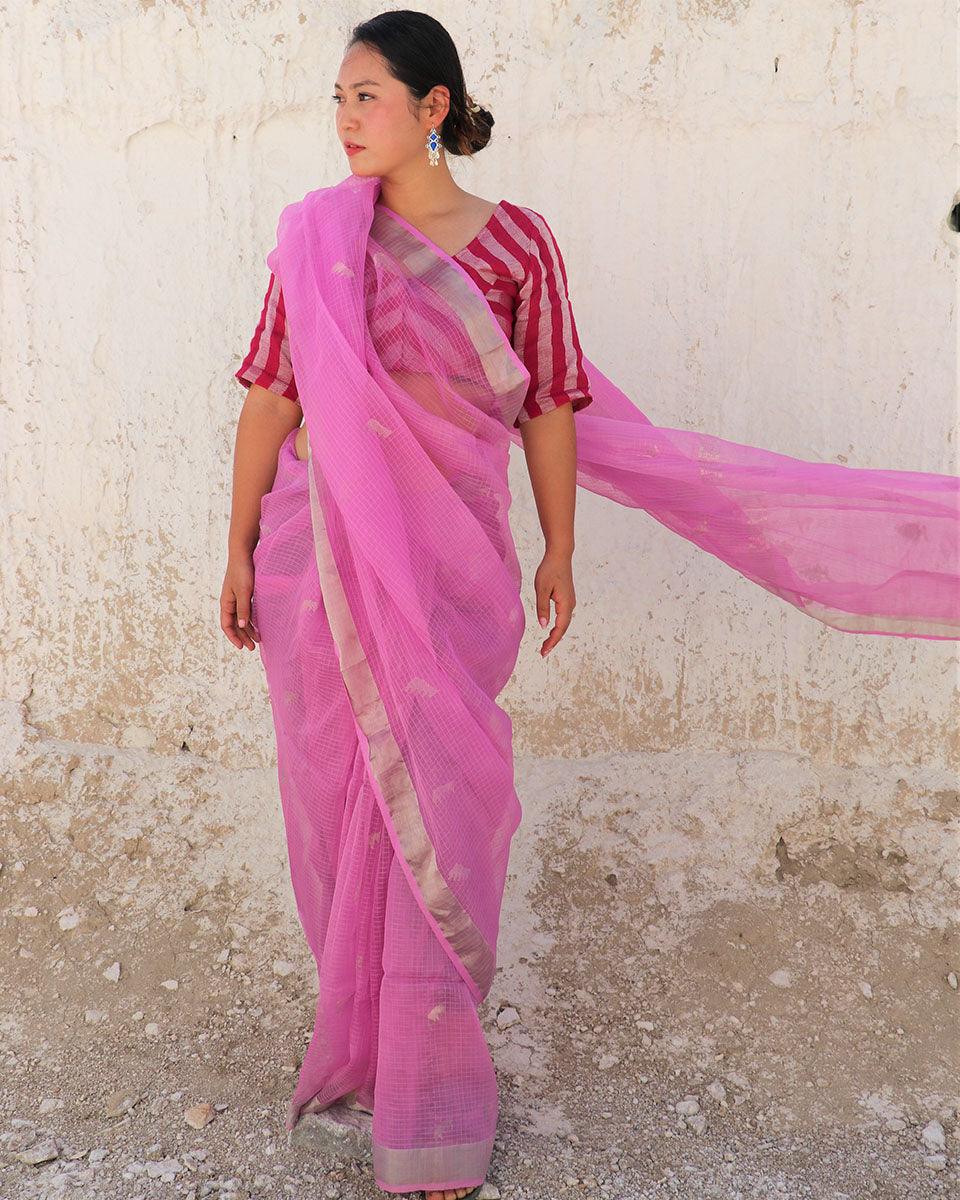 Flamboyant Jamdani Silk Saree-Samah