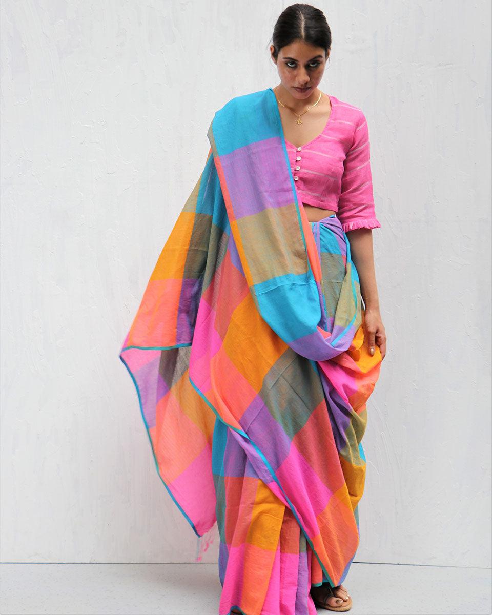 Uvakai Handwoven Cotton Saree- Madras