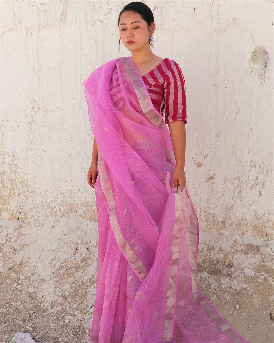 Flamboyant Jamdani Silk Saree-Samah