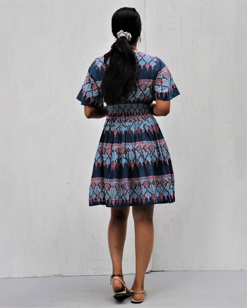 Midnight Dream Hand Block-Printed Cotton Dress -  Neelanjali