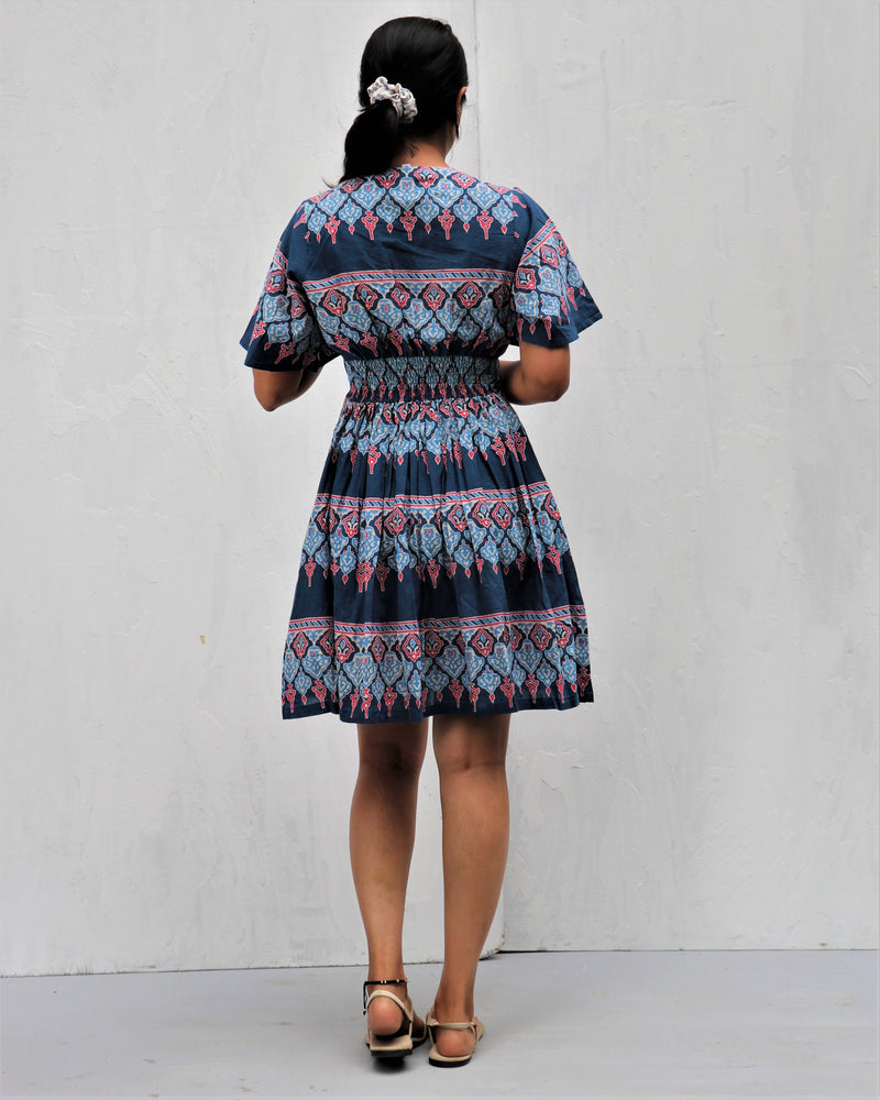 Midnight Dream Hand Block-Printed Cotton Dress -  Neelanjali