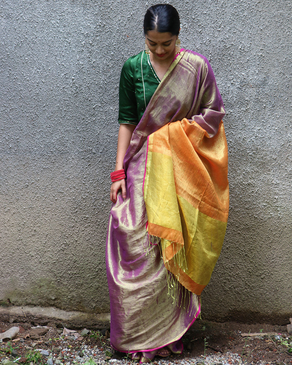 Roshani Handwoven Cotton Zari Saree - Chandani