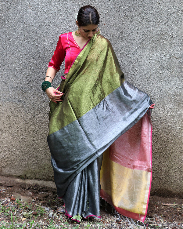 Kiran Handwoven Cotton Zari Saree - Chandani