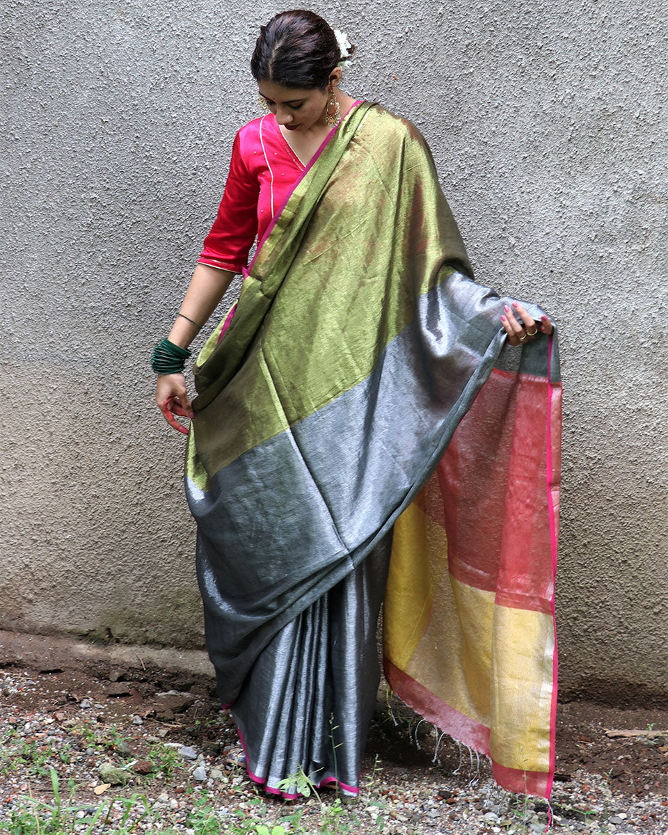 Kiran Handwoven Cotton Zari Saree - Chandani