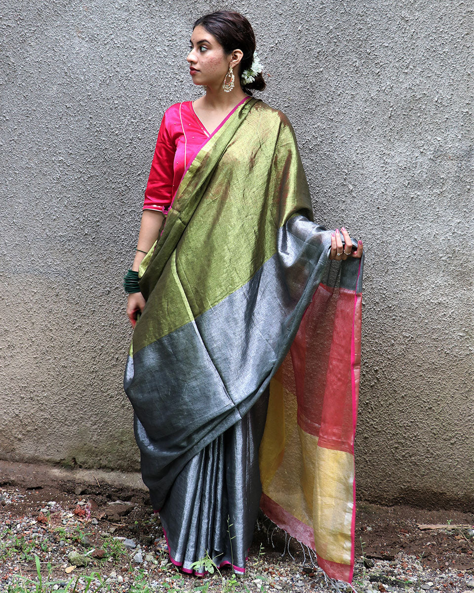 Kiran Handwoven Cotton Zari Saree - Chandani