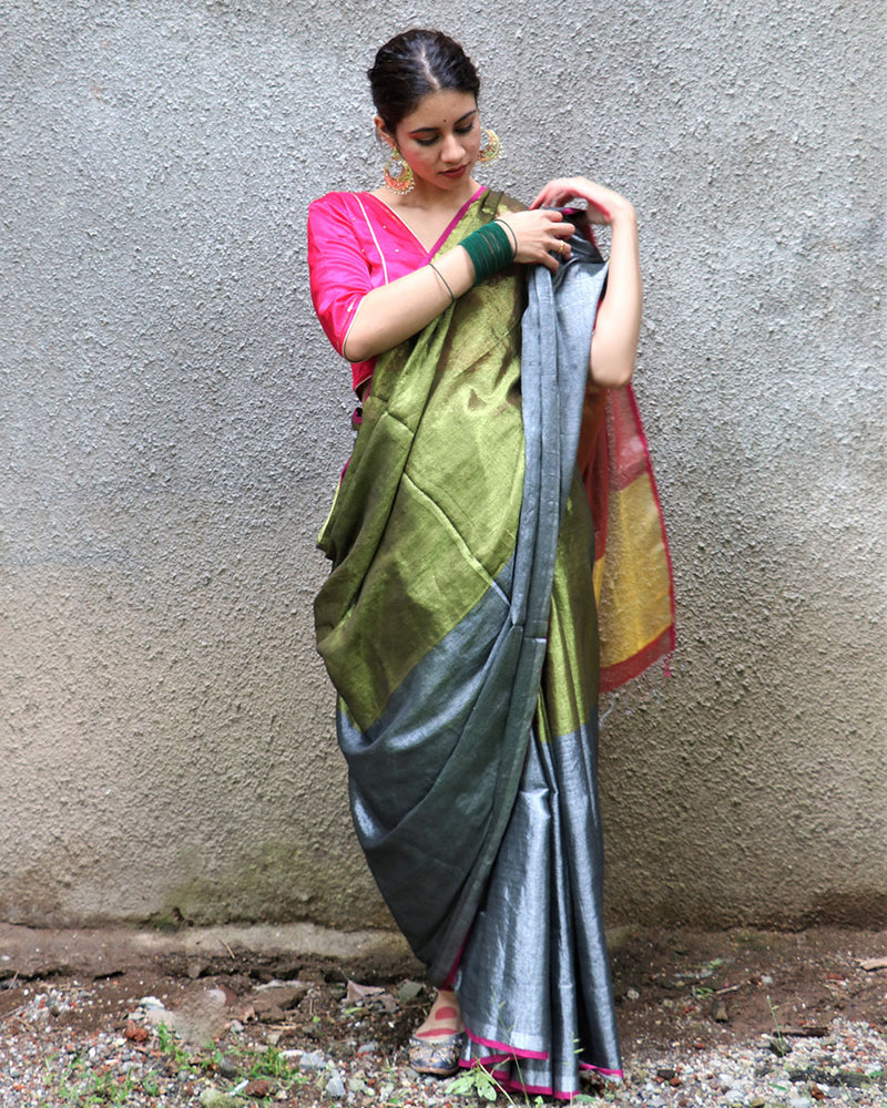 Kiran Handwoven Cotton Zari Saree - Chandani
