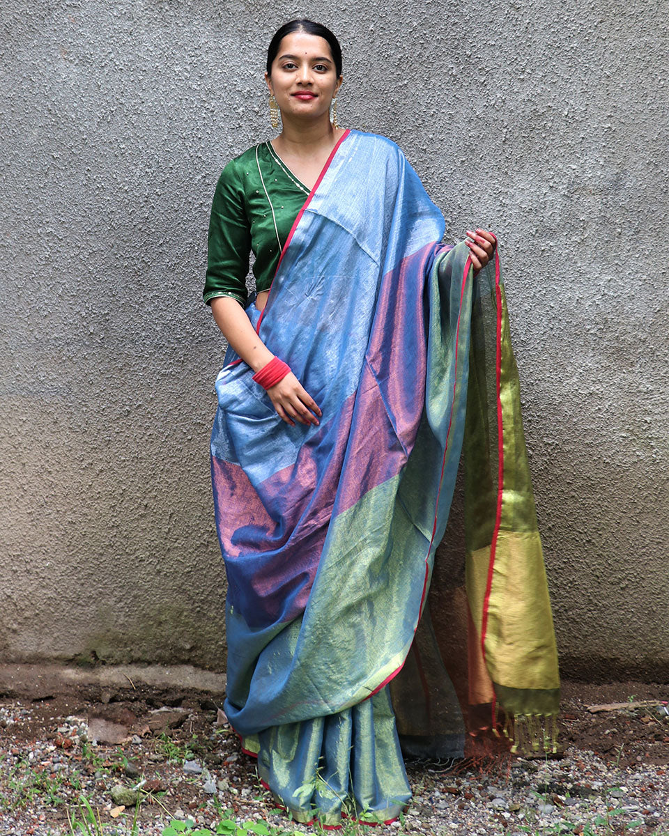 Kshamaa Handwoven Cotton Zari Saree
