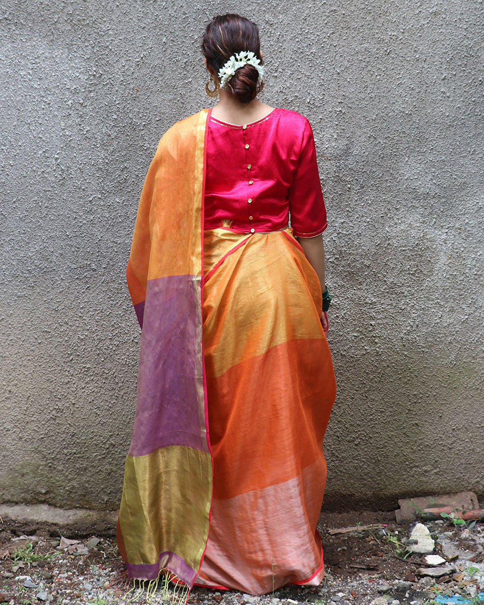 Chahna Handwoven Cotton Zari Saree - Chandani