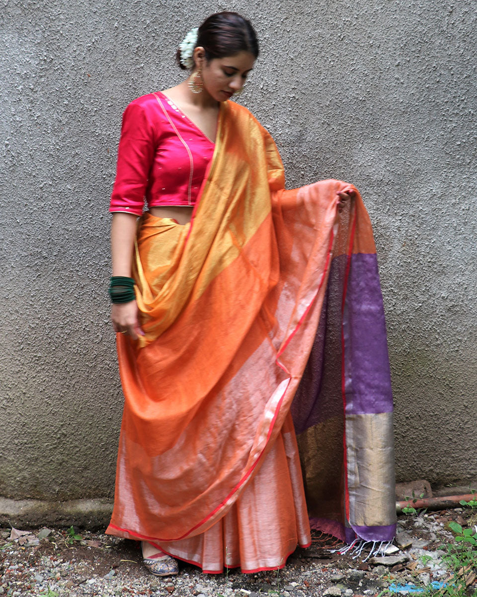 Chahna Handwoven Cotton Zari Saree - Chandani