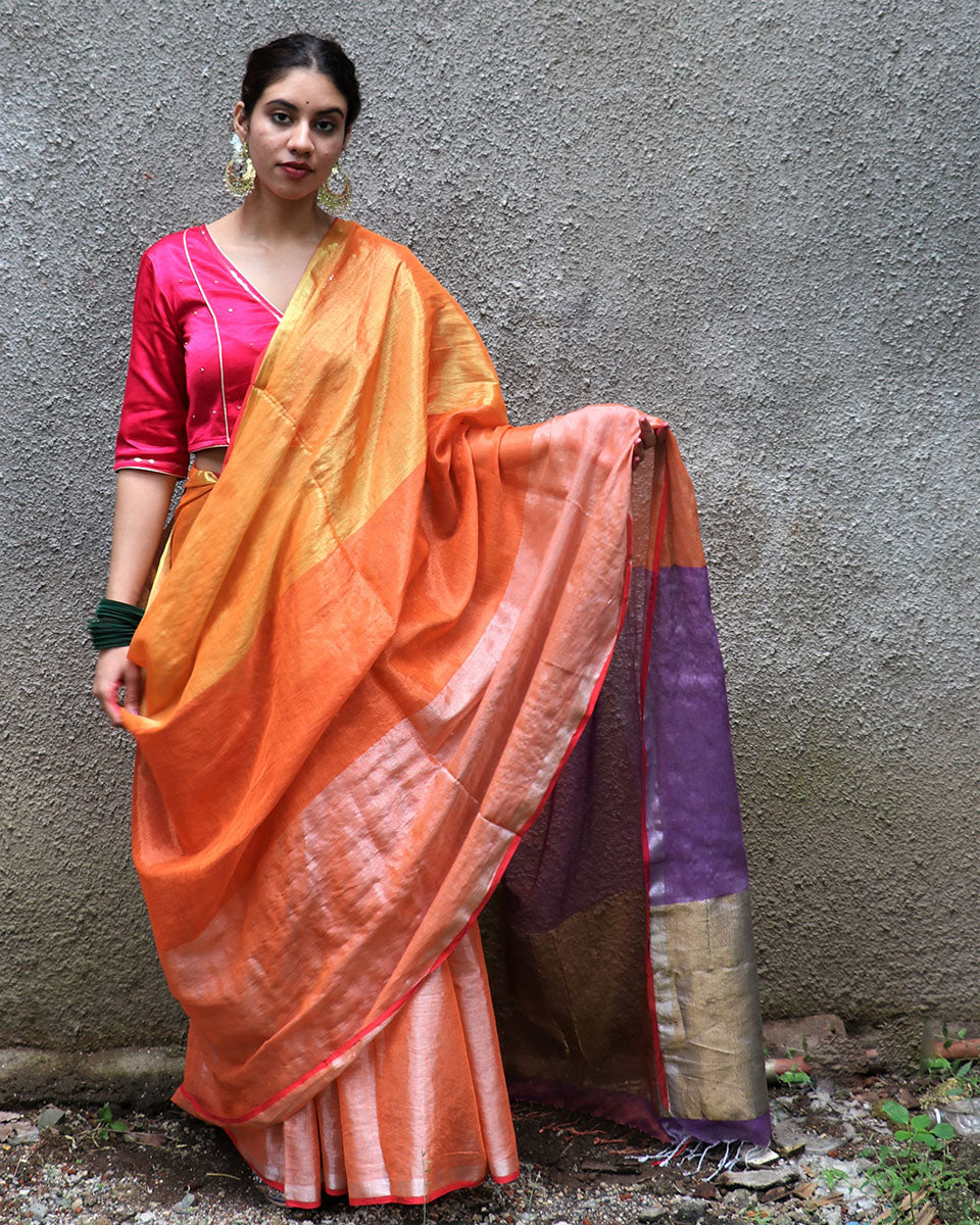Chahna Handwoven Cotton Zari Saree - Chandani