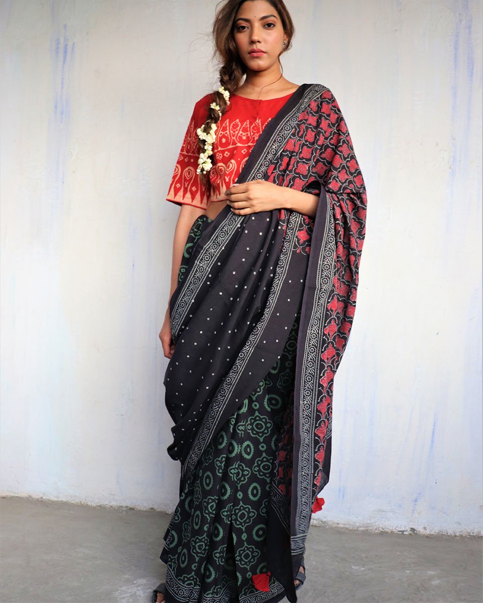  blockprinted cotton mul saree