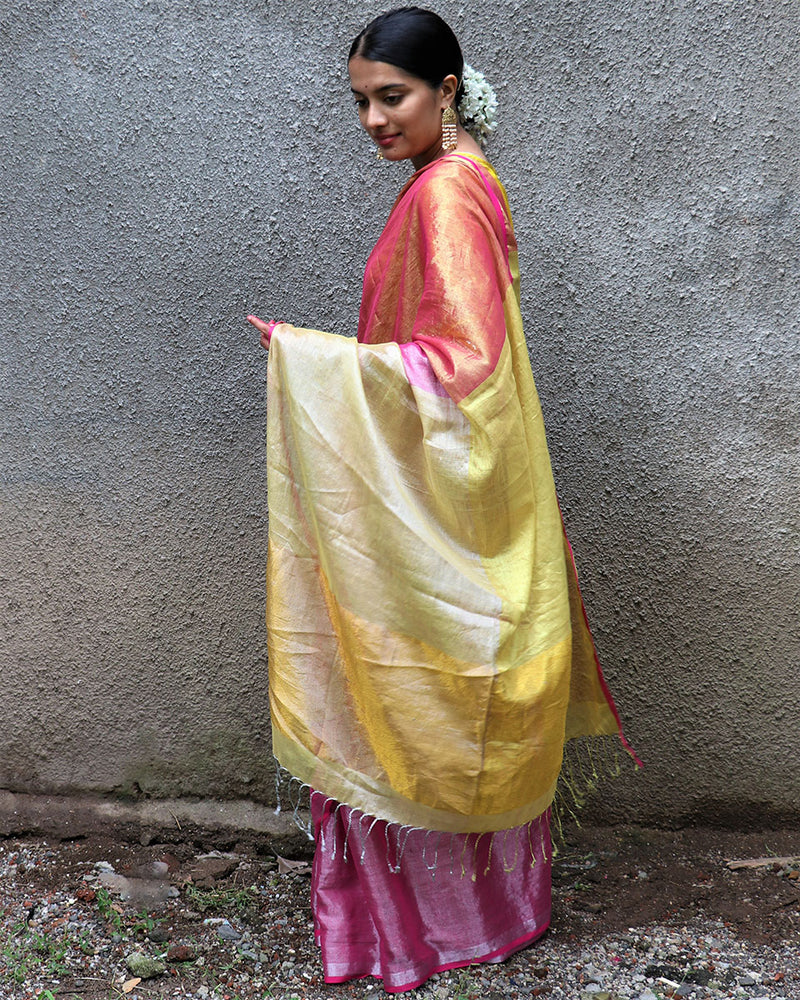 Ragini Handwoven Cotton Zari Saree - Chandani
