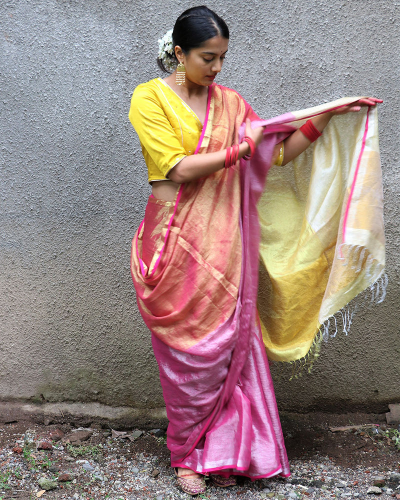 Ragini Handwoven Cotton Zari Saree - Chandani