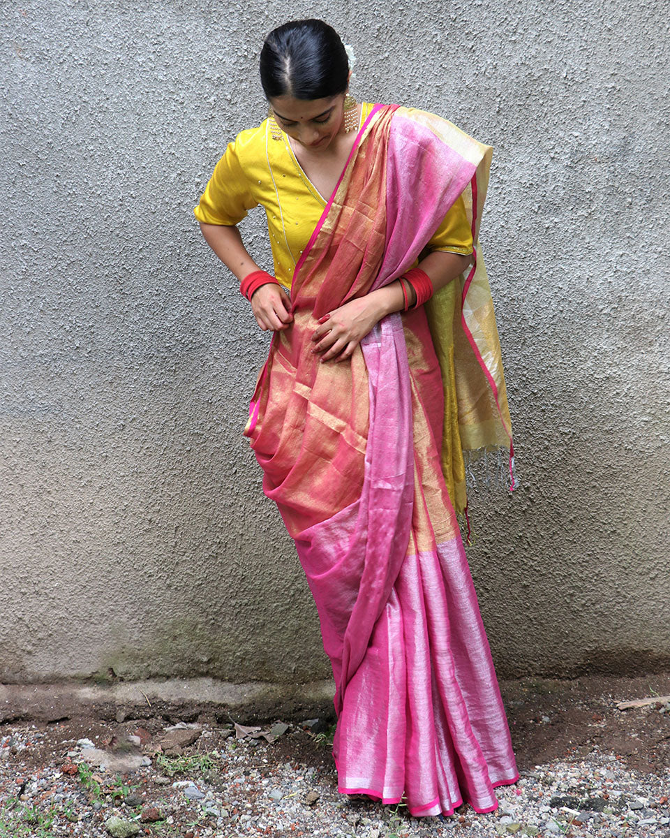 Ragini Handwoven Cotton Zari Saree - Chandani
