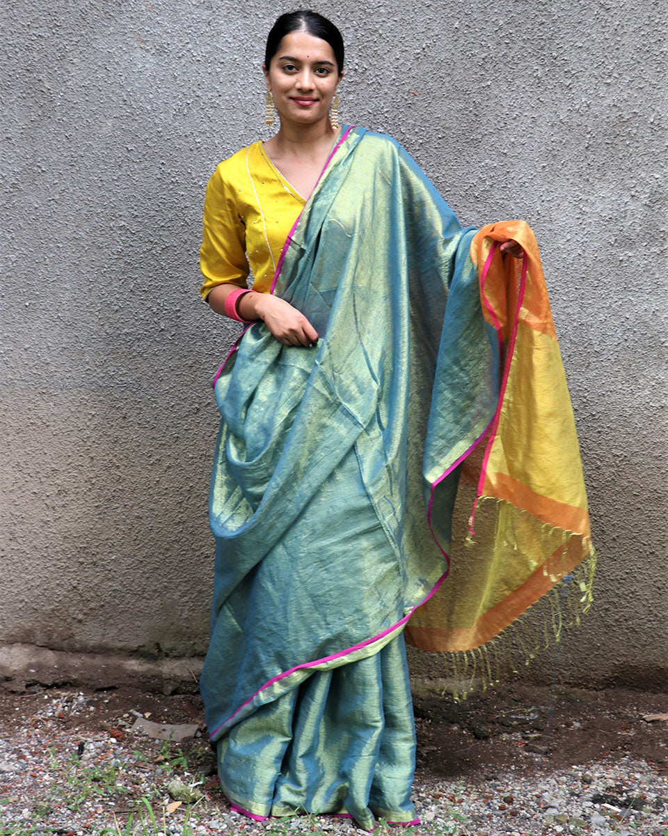 Sitaara Handwoven Cotton Zari Saree - Chandani