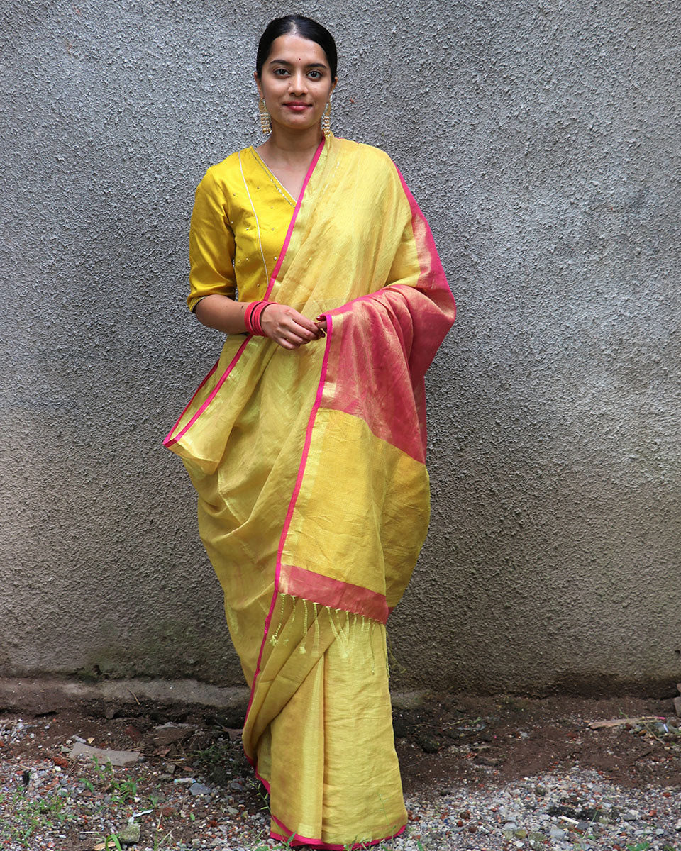 Janaki Handwoven Cotton Zari Saree - Chandani